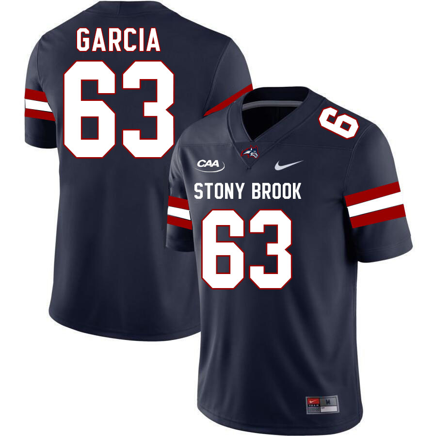 Stony Brook Seawolves #63 Kevin Garcia College Football Jerseys Stitched-Navy